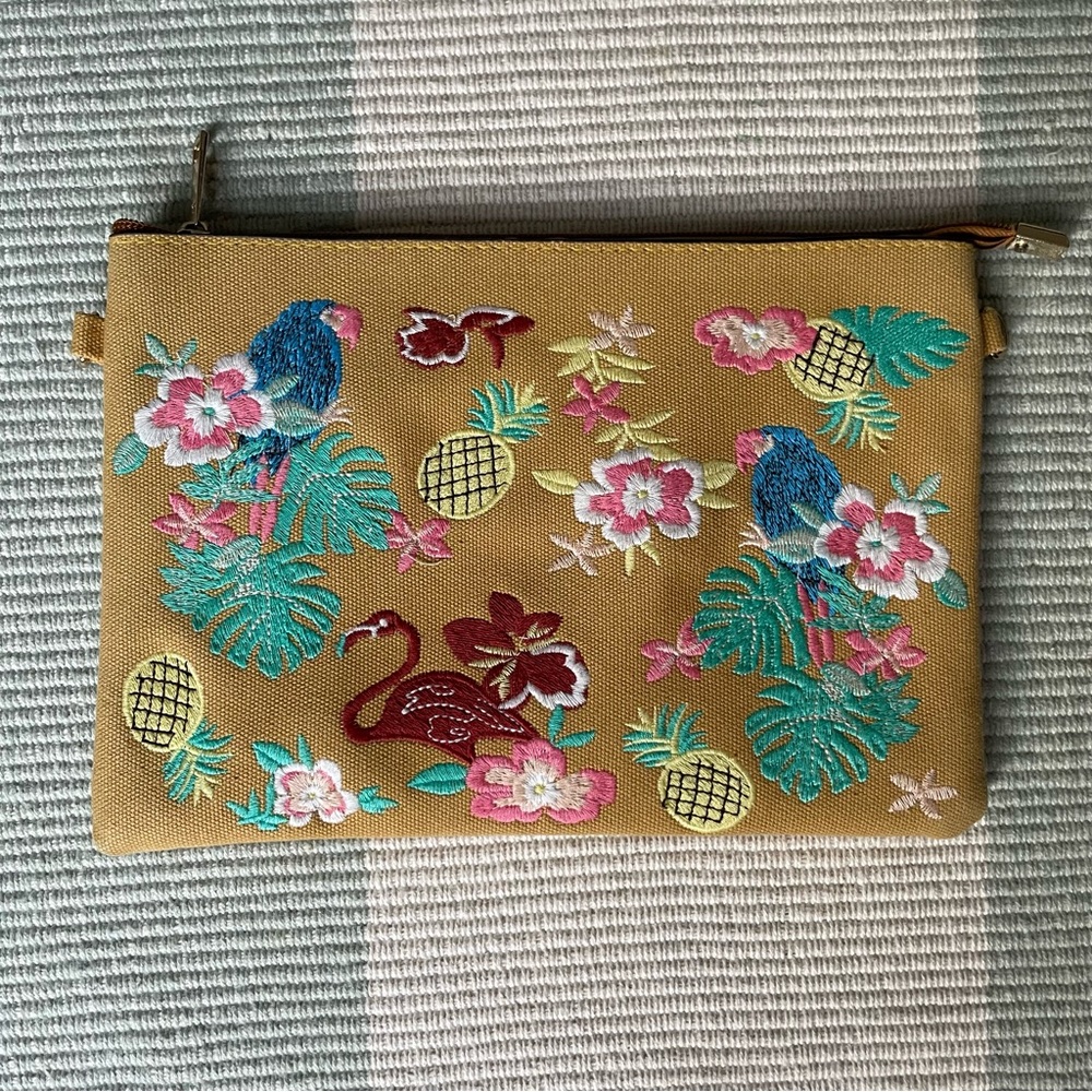 Embroidered Floral Tan Purse or Clutch from boutique in Spain
